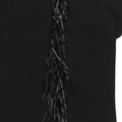 Apart Womens Black Polyester A-Line Size 8 Round Neck Zip - Tassle