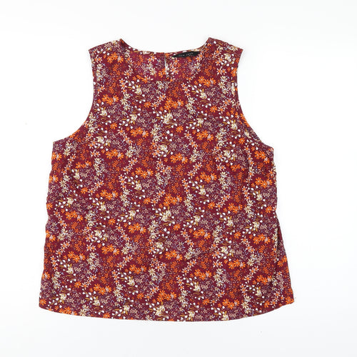 New Look Womens Multicoloured Floral Polyester Basic Tank Size 12 Round Neck