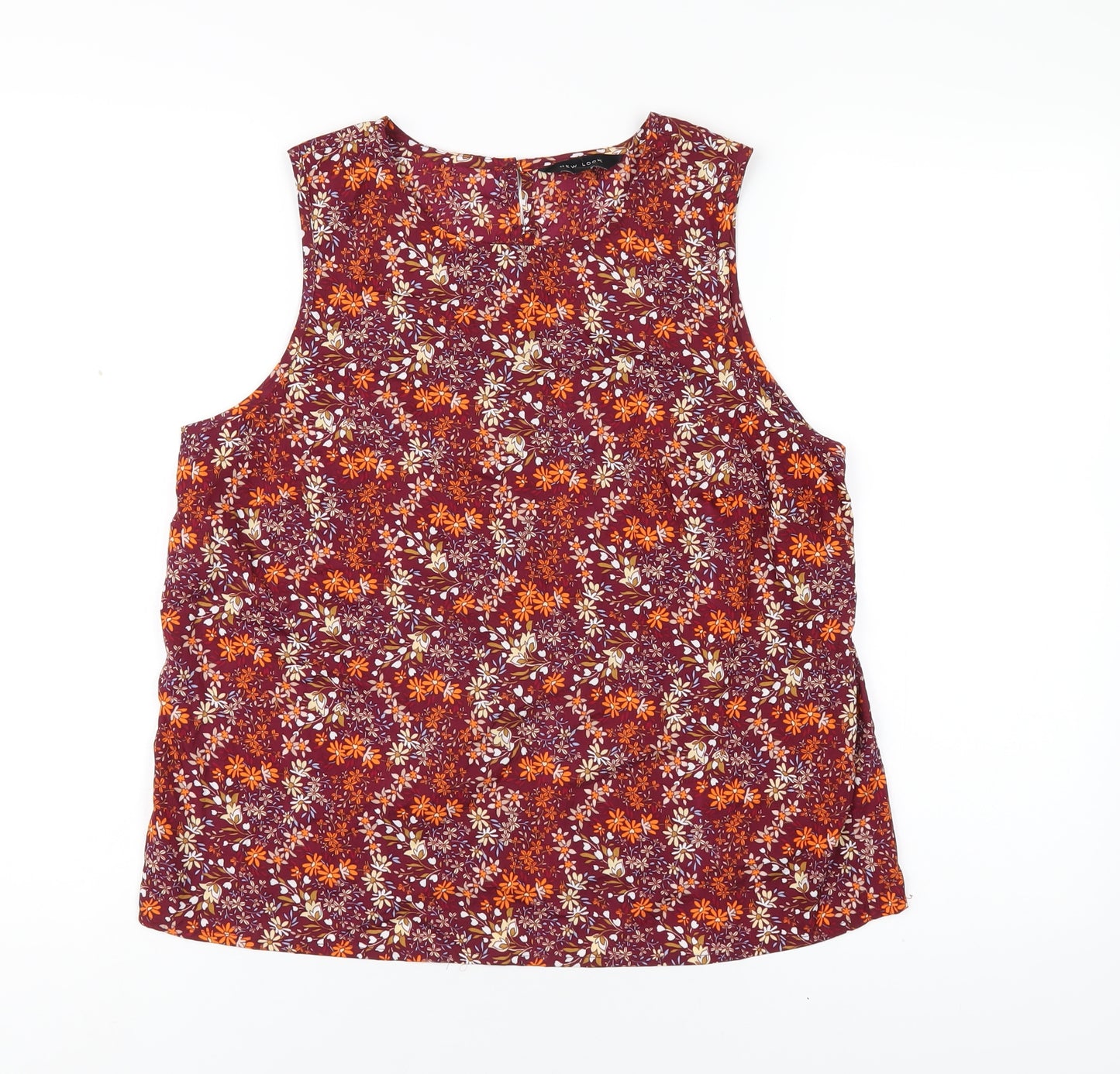 New Look Womens Multicoloured Floral Polyester Basic Tank Size 12 Round Neck