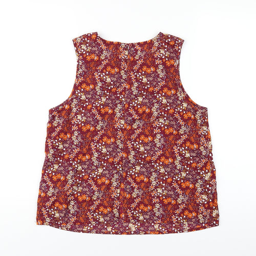 New Look Womens Multicoloured Floral Polyester Basic Tank Size 12 Round Neck
