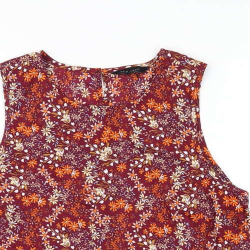New Look Womens Multicoloured Floral Polyester Basic Tank Size 12 Round Neck