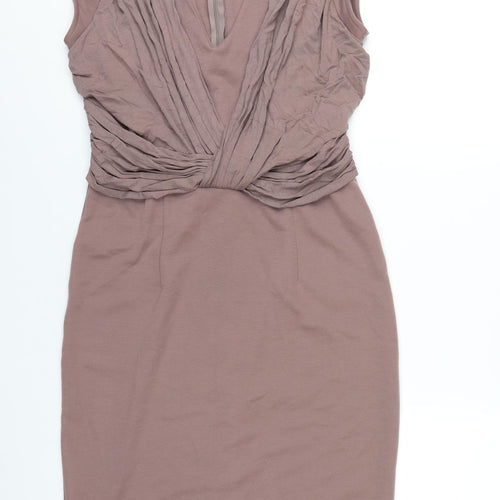 Dorothy Perkins Womens Purple Polyester Bodycon Size 14 V-Neck Zip