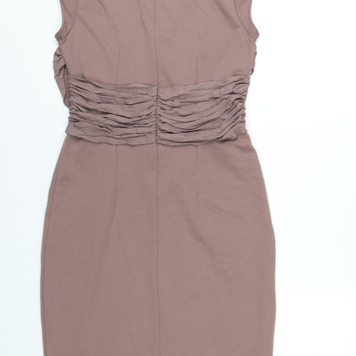 Dorothy Perkins Womens Purple Polyester Bodycon Size 14 V-Neck Zip