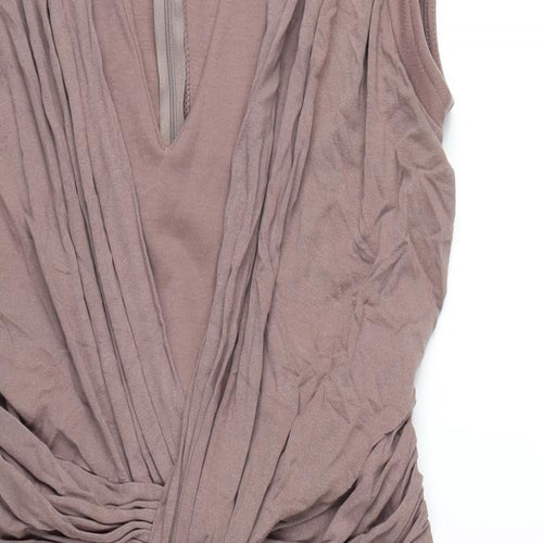 Dorothy Perkins Womens Purple Polyester Bodycon Size 14 V-Neck Zip