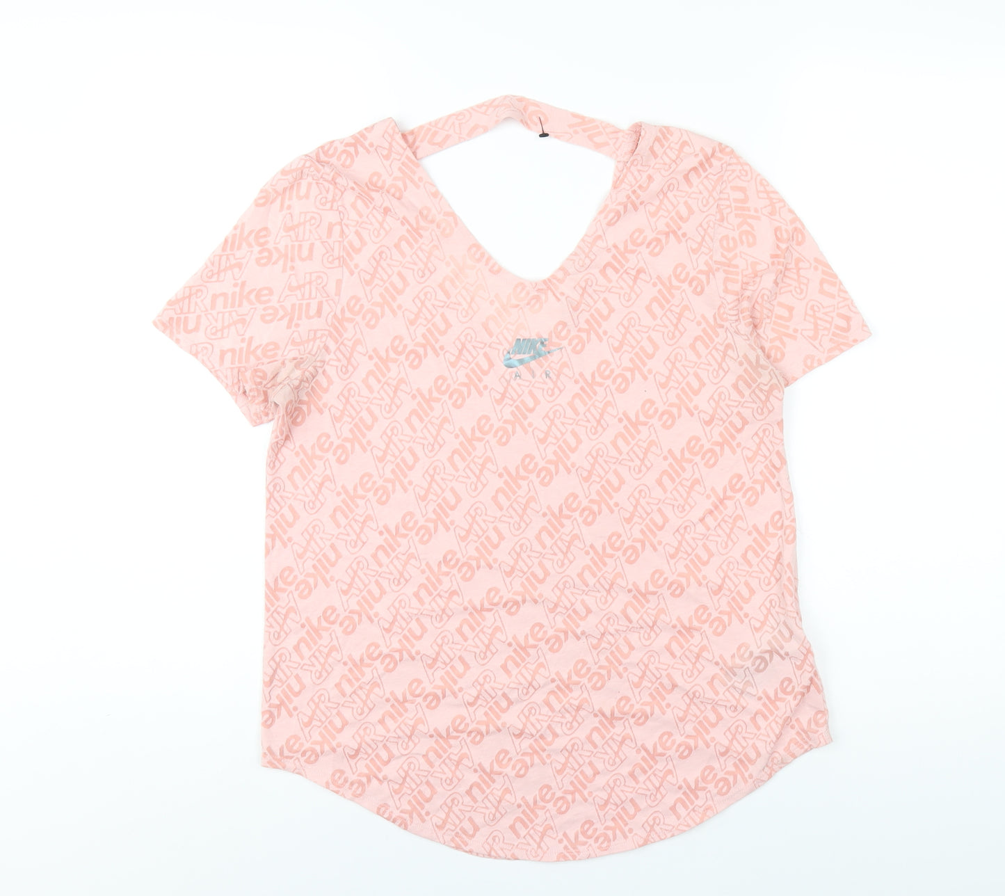 Nike Womens Pink Geometric Cotton Basic T-Shirt Size M Round Neck Pullover