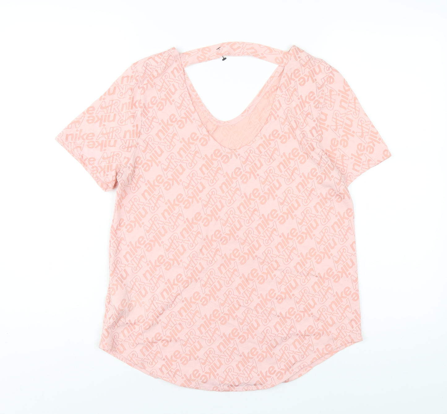 Nike Womens Pink Geometric Cotton Basic T-Shirt Size M Round Neck Pullover