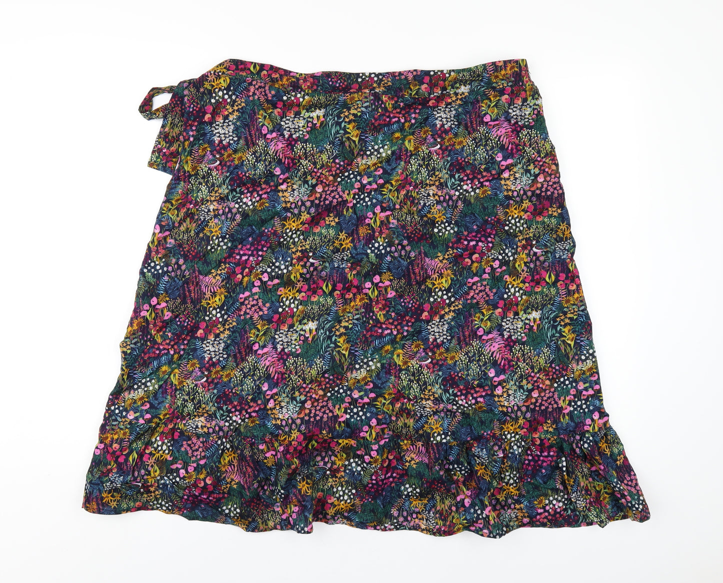 NEXT Womens Multicoloured Floral Cotton Wrap Skirt Size XL Tie