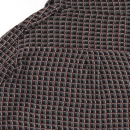 NEXT Womens Black Geometric Polyester Basic Button-Up Size 14 Collared