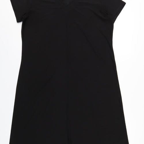 Antthony Womens Black Polyester T-Shirt Dress Size L V-Neck Pullover