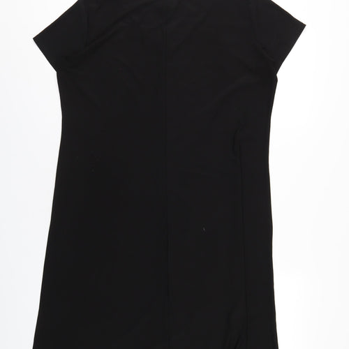 Antthony Womens Black Polyester T-Shirt Dress Size L V-Neck Pullover