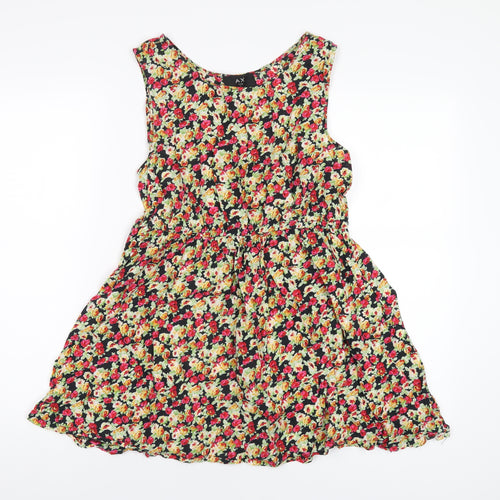 AX Paris Womens Multicoloured Floral Cotton A-Line Size 14 Round Neck Pullover