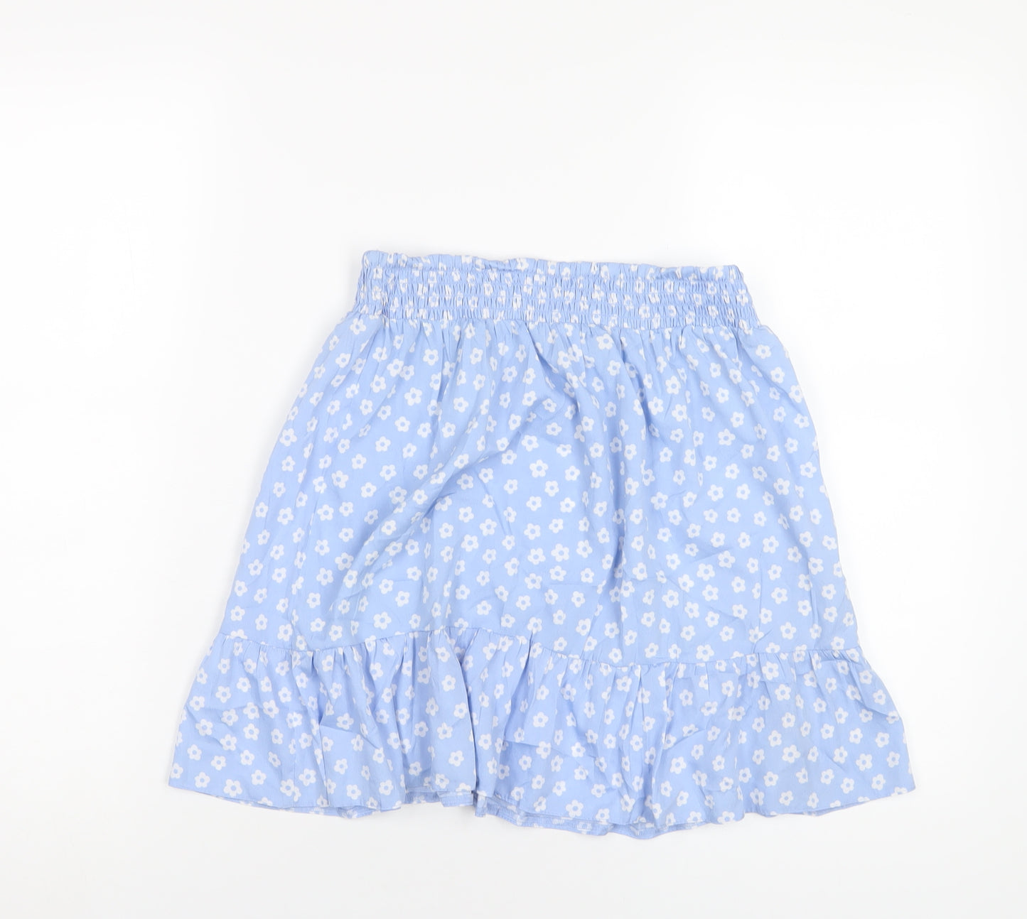 New Look Girls Blue Geometric Polyester A-Line Skirt Size 14 Years Regular Pull On