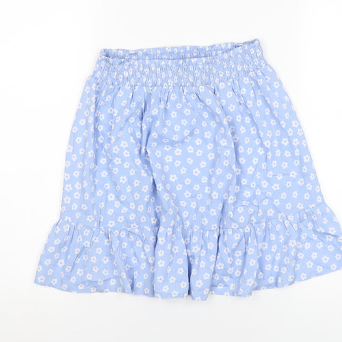 New Look Girls Blue Geometric Polyester A-Line Skirt Size 14 Years Regular Pull On