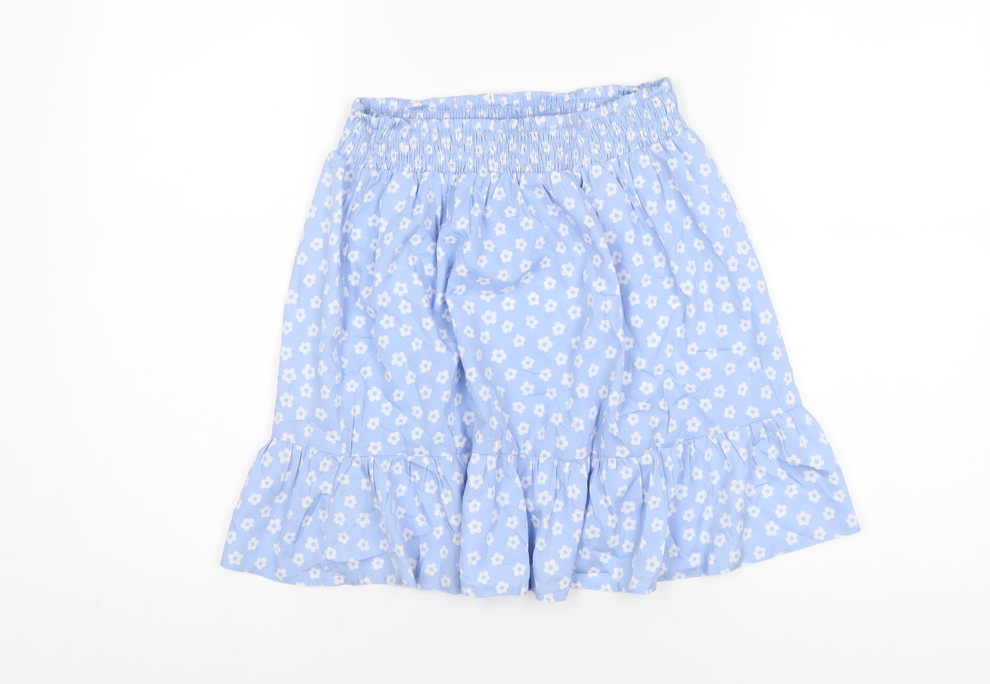 New Look Girls Blue Geometric Polyester A-Line Skirt Size 14 Years Regular Pull On