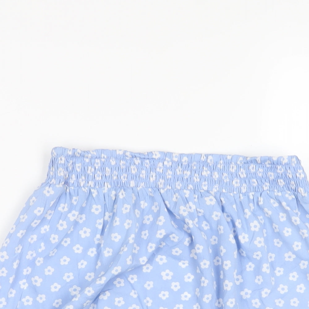 New Look Girls Blue Geometric Polyester A-Line Skirt Size 14 Years Regular Pull On