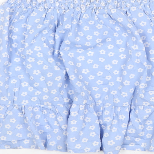 New Look Girls Blue Geometric Polyester A-Line Skirt Size 14 Years Regular Pull On