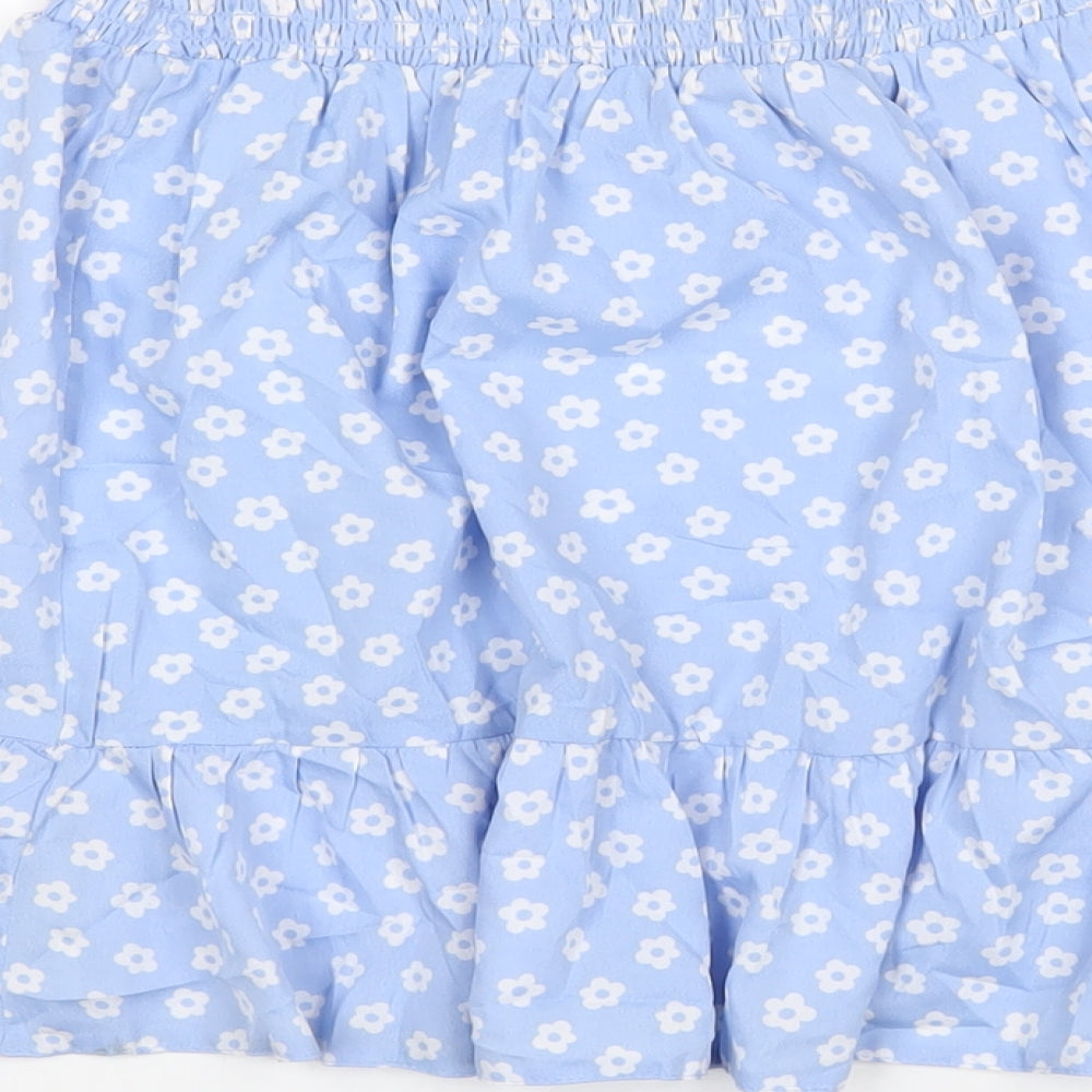 New Look Girls Blue Geometric Polyester A-Line Skirt Size 14 Years Regular Pull On