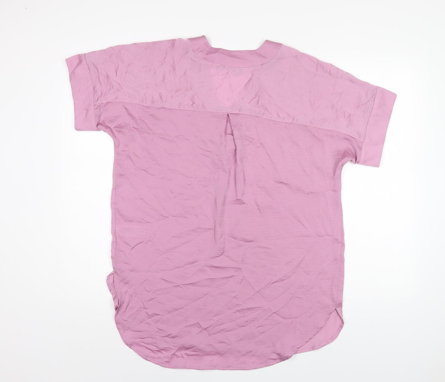 Marks and Spencer Womens Purple Polyester Basic T-Shirt Size 10 V-Neck