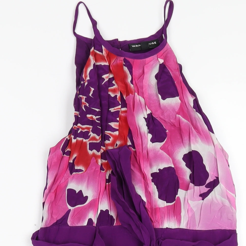 Warehouse Womens Multicoloured Geometric Cotton A-Line Size 10 Square Neck Zip