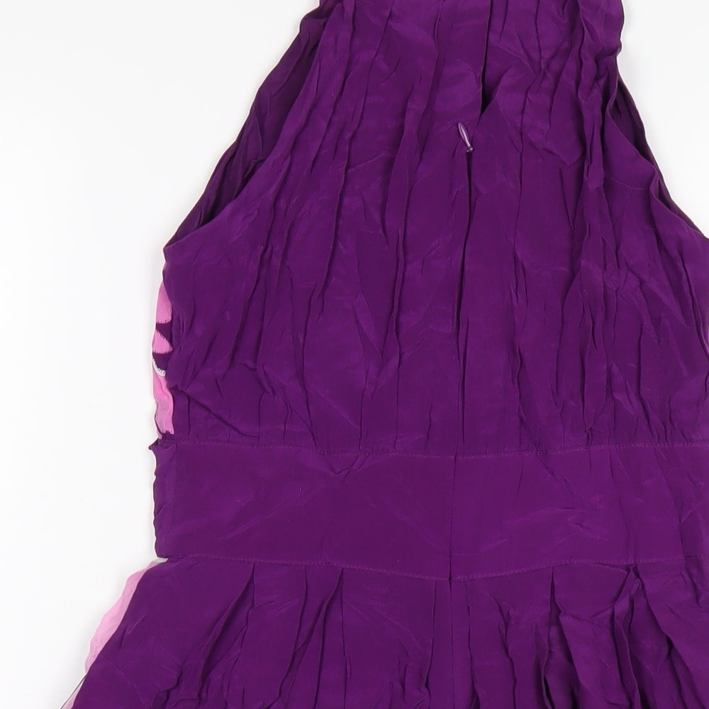 Warehouse Womens Multicoloured Geometric Cotton A-Line Size 10 Square Neck Zip