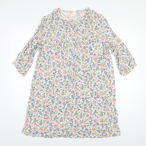 H&M Womens Multicoloured Floral Viscose A-Line Size 12 Round Neck Button
