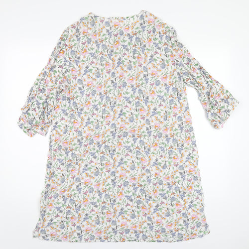 H&M Womens Multicoloured Floral Viscose A-Line Size 12 Round Neck Button