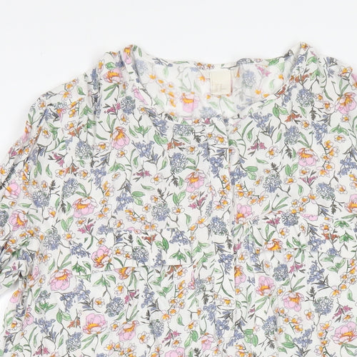 H&M Womens Multicoloured Floral Viscose A-Line Size 12 Round Neck Button