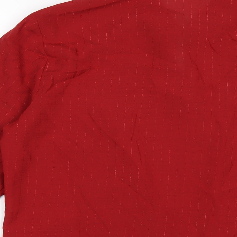 Marks and Spencer Womens Red Polyester Basic Button-Up Size 12 Collared