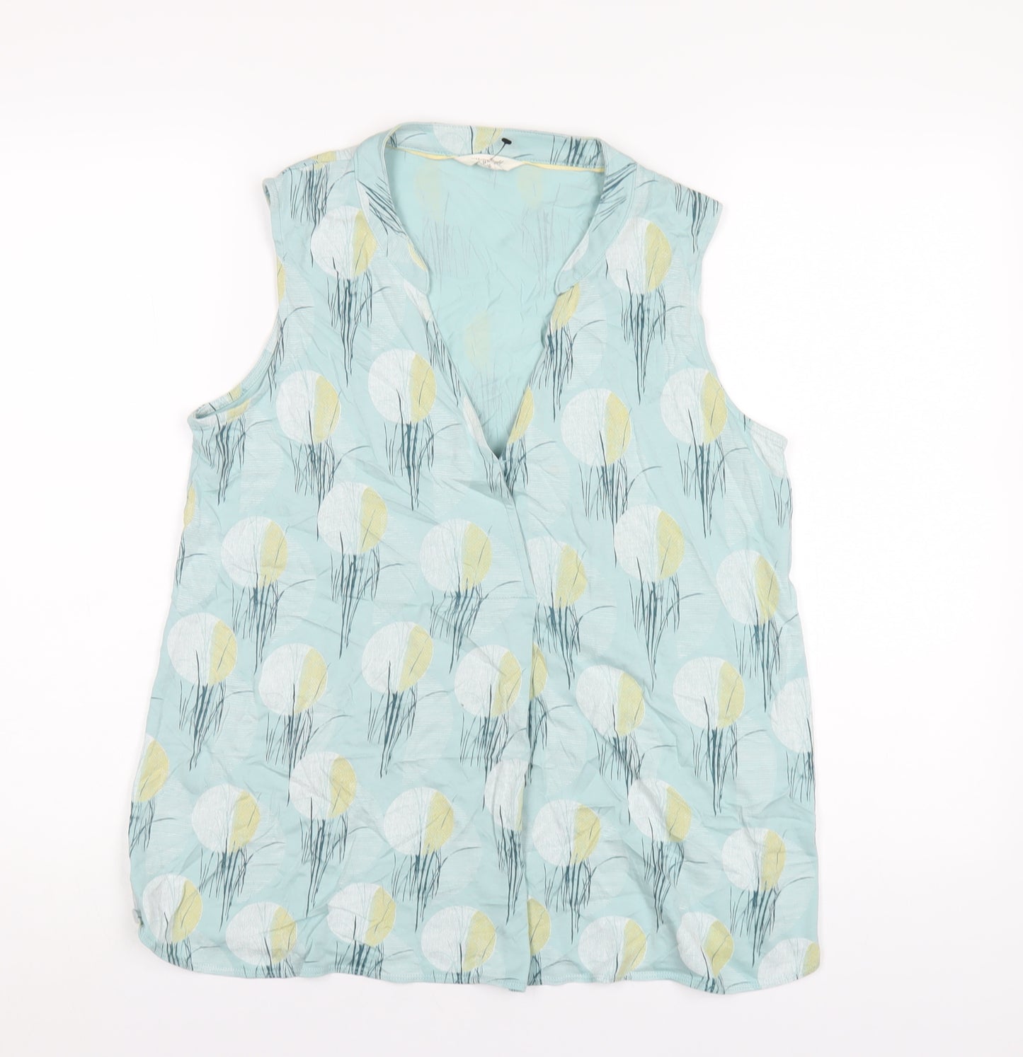 White Stuff Womens Blue Geometric Modal Basic Tank Size 12 V-Neck