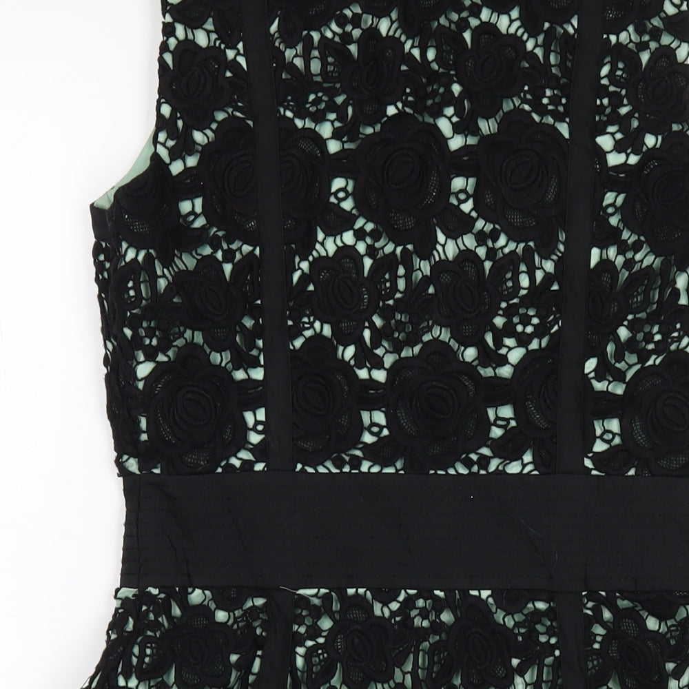 Karen Millen Womens Black Cotton A-Line Size 10 Collared Zip