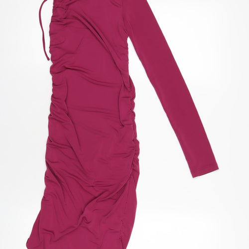 Pull&Bear Womens Pink Polyester Bodycon Size XS Round Neck Pullover