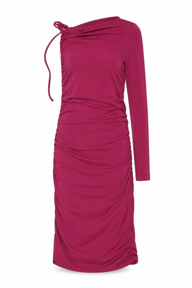 Front view of Pull&Bear women’s pink polyester bodycon, size XS, round neck pullover