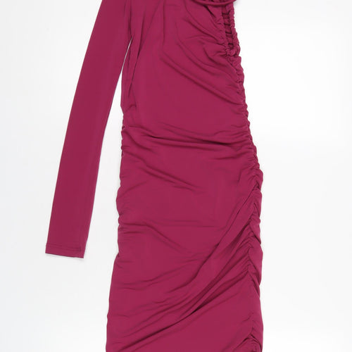 Pull&Bear Womens Pink Polyester Bodycon Size XS Round Neck Pullover