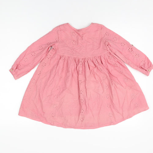 NEXT Girls Pink Cotton Shift Size 4-5 Years Round Neck Button