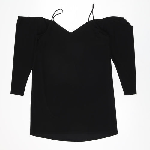 River Island Womens Black Polyester Basic T-Shirt Size 10 V-Neck