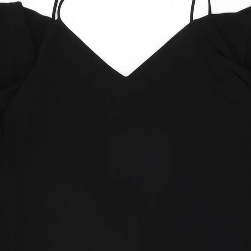 River Island Womens Black Polyester Basic T-Shirt Size 10 V-Neck