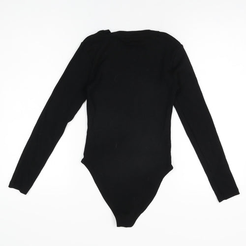 Zara Womens Black Cotton Bodysuit One-Piece Size M Snap