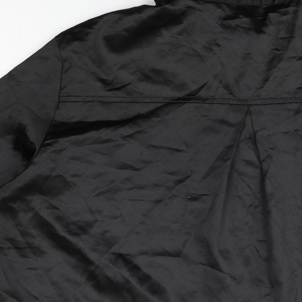 PRETTYLITTLETHING Womens Black Polyester Basic Button-Up Size M Collared