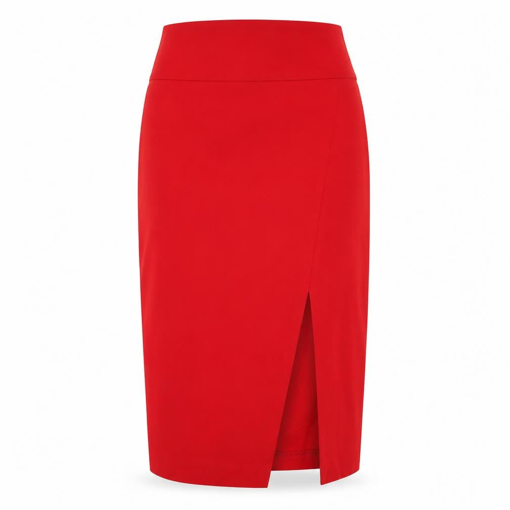 ASOS Womens Red Viscose Straight & Pencil Skirt Size 4 Zip