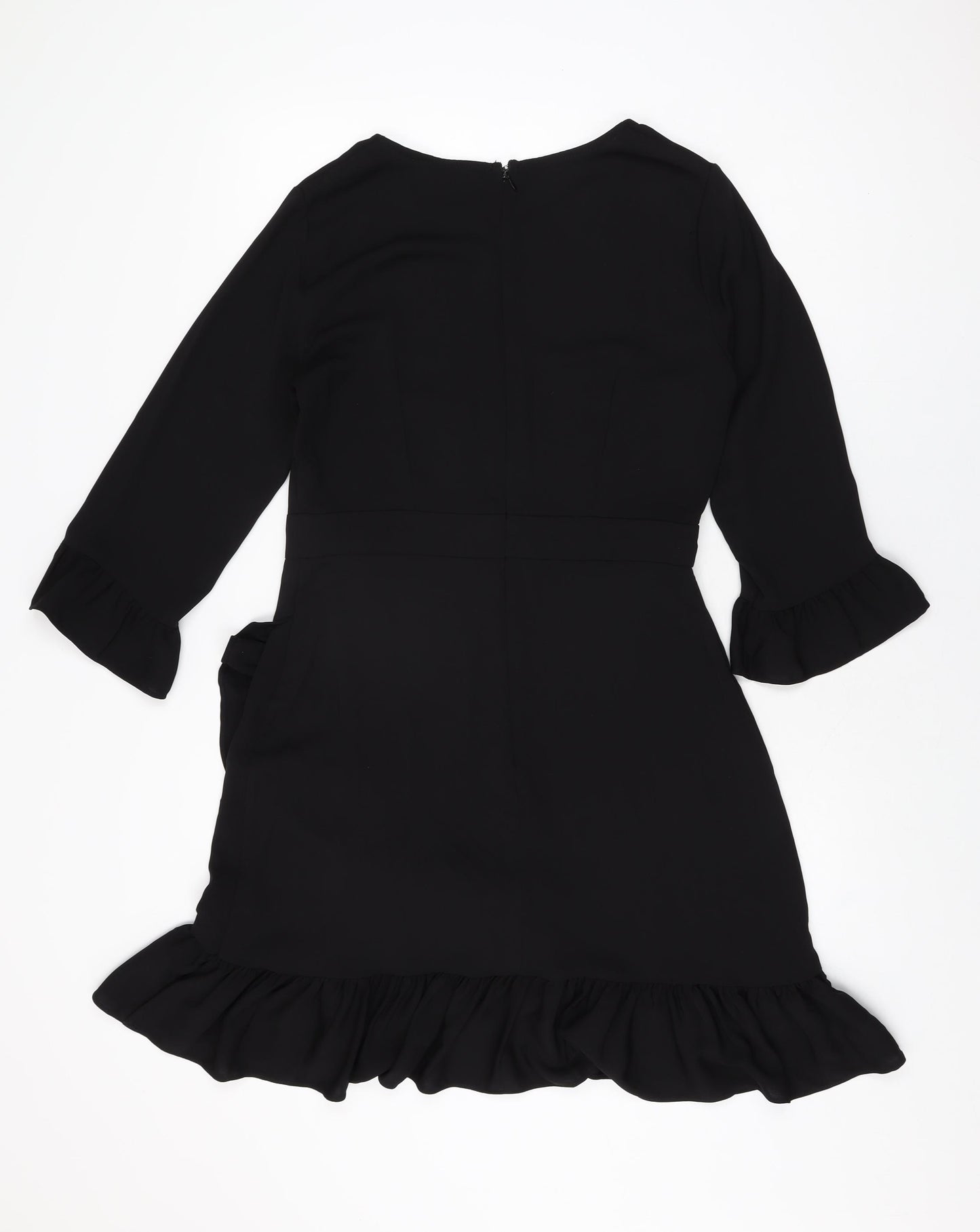 Miss Selfridge Womens Black Polyester Shift Size 12 Round Neck Zip