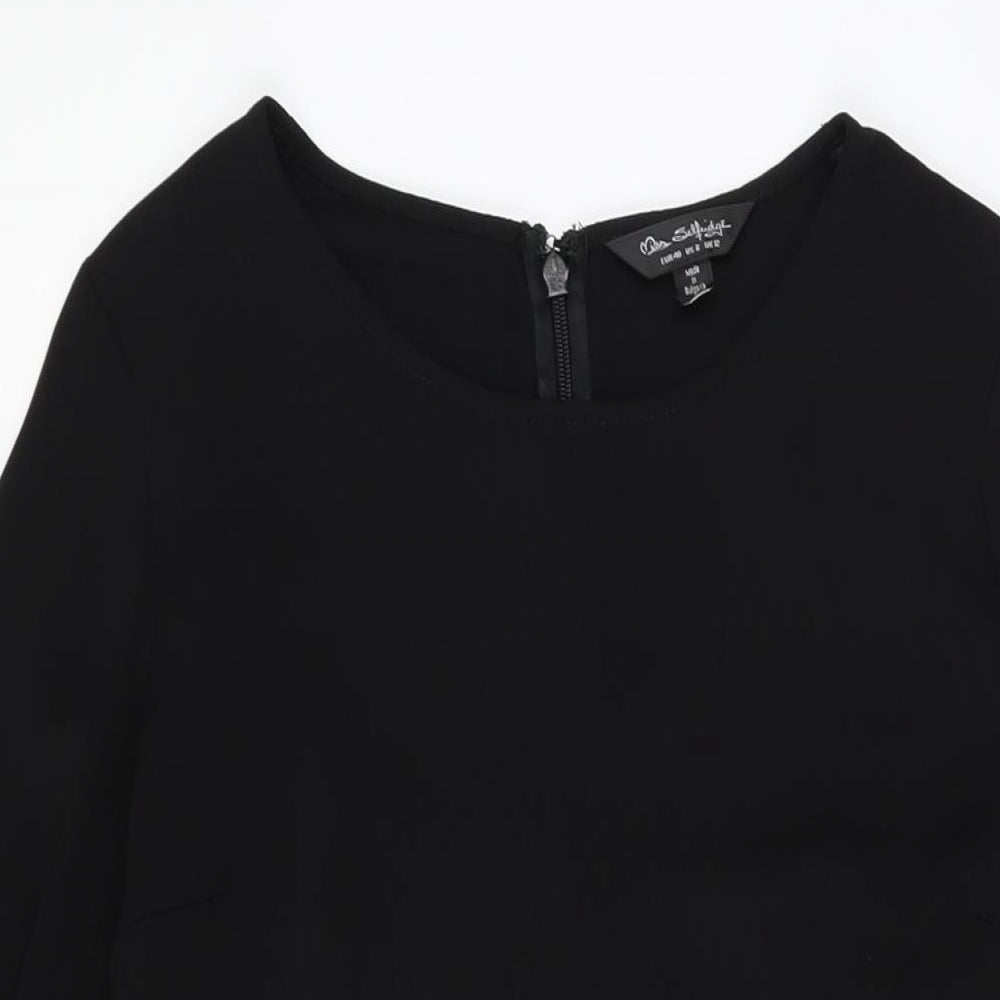 Miss Selfridge Womens Black Polyester Shift Size 12 Round Neck Zip