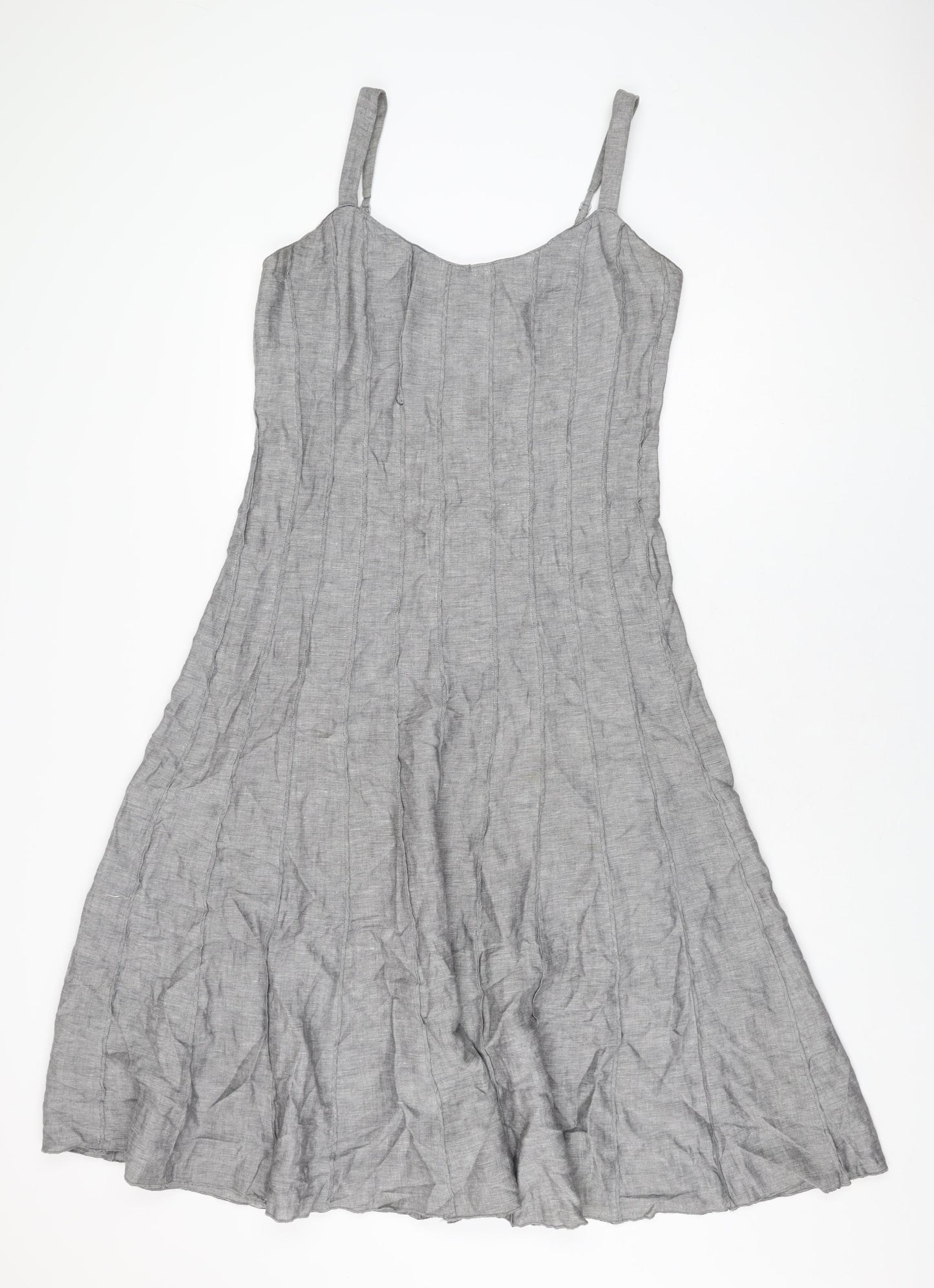 Per Una Womens Grey Polyester A-Line Size 12 Scoop Neck Zip