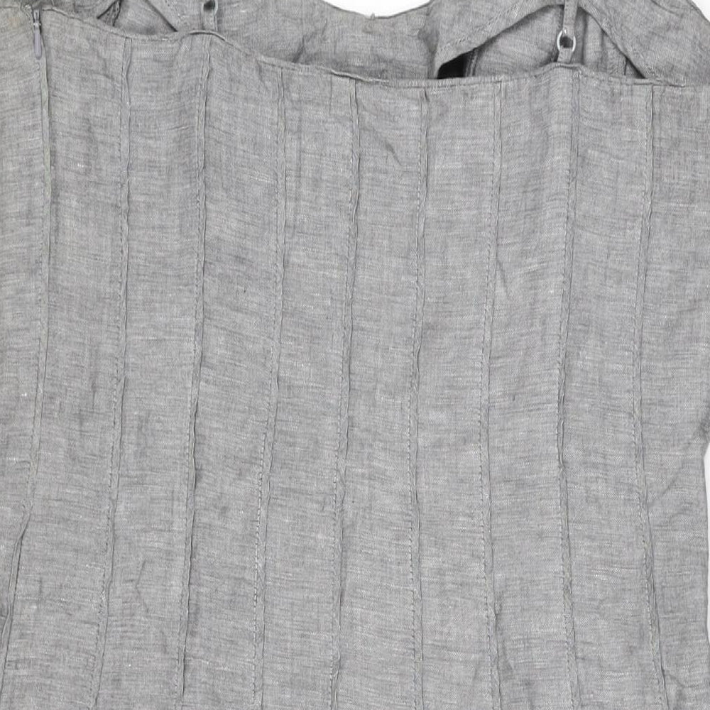 Per Una Womens Grey Polyester A-Line Size 12 Scoop Neck Zip