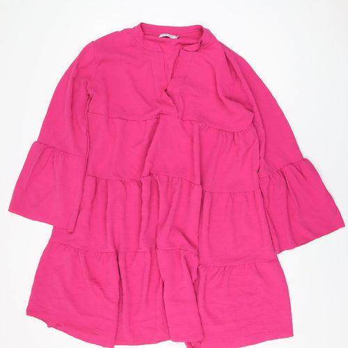 Blue Navy Womens Pink Polyester Shift Size 18 V-Neck Pullover