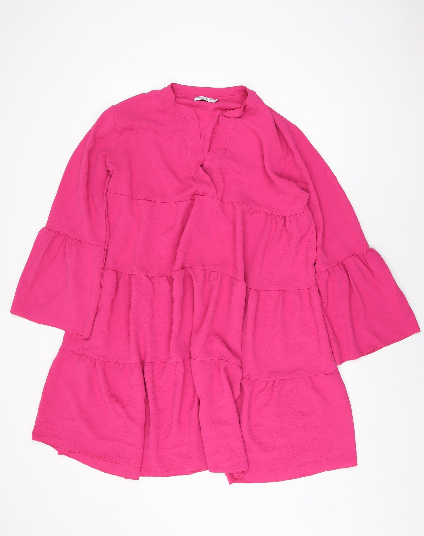 Blue Navy Womens Pink Polyester Shift Size 18 V-Neck Pullover