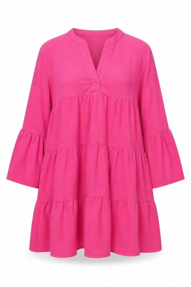 Front view of Blue Navy women’s pink polyester shift, size UK 18, v-neck pullover