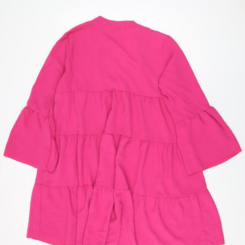 Blue Navy Womens Pink Polyester Shift Size 18 V-Neck Pullover