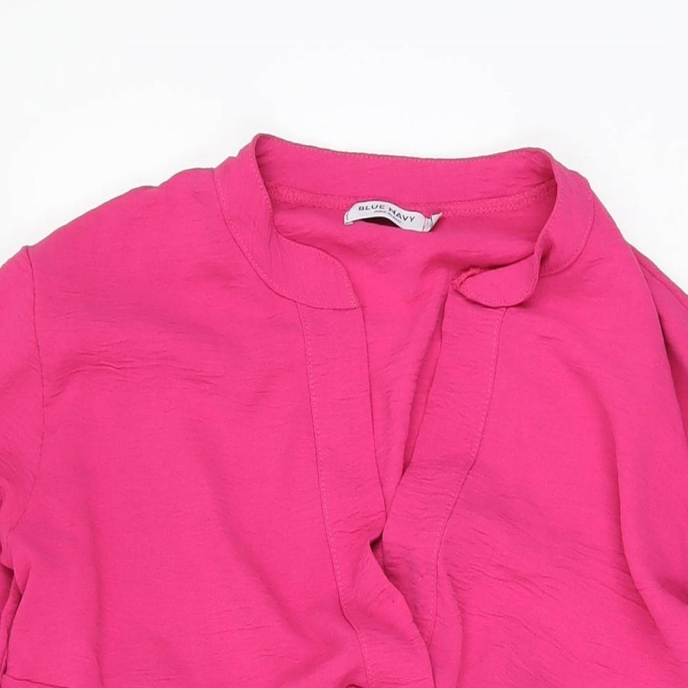 Blue Navy Womens Pink Polyester Shift Size 18 V-Neck Pullover
