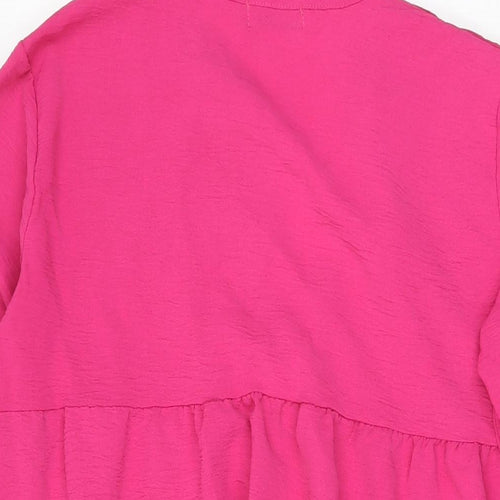 Blue Navy Womens Pink Polyester Shift Size 18 V-Neck Pullover