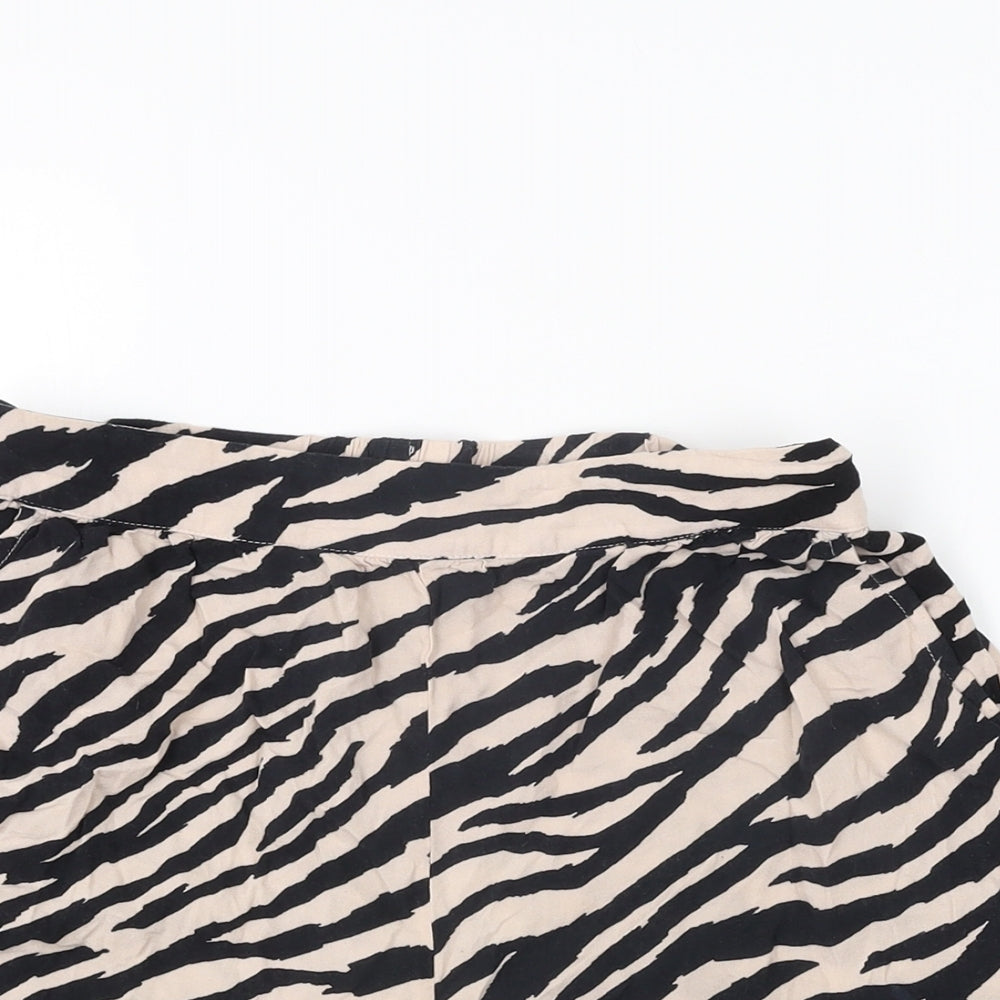 NEXT Womens Beige Animal Print Viscose Basic Shorts Size 8 L3 in Regular Pull On